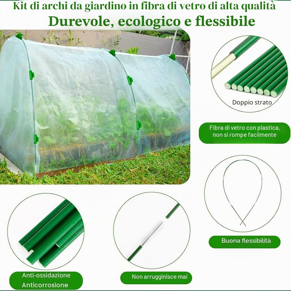 TUIBEIDAMAI Archi per Serra Orto,Archi per Serra da Giardino,Archi per Serre a Tunnel,Archi a Tunnel 6mm,Pneumatici per Serra,Tunnel per Piante da Giardino,Serra Tunnel Archetti per Serra da Orto