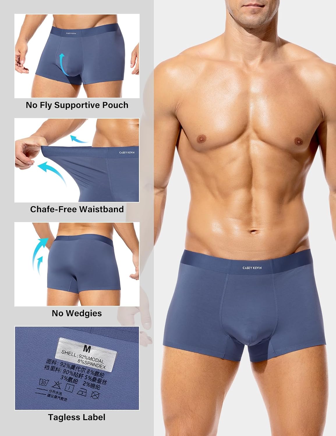 Casey Kevin Men's Trunks Soft Breathable Modal Underwear Seamless Moisture-Wicking Comfort Underpants for Men - Image 5
