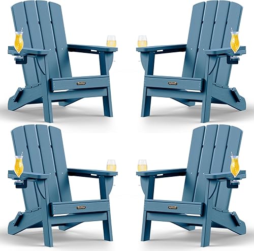 Vista 14 de Silla Adirondack plegable, sillas para hogueras de polietileno de alta densidad para todo tipo de clima, sillas Adirondack de plástico con soporte