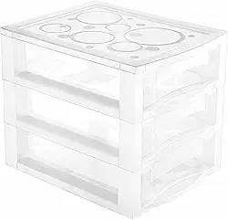 Ordene - Gaveteiro Plástico Pequeno com 3 Gavetas, Cor Cristal, Linha Bel, Ordene