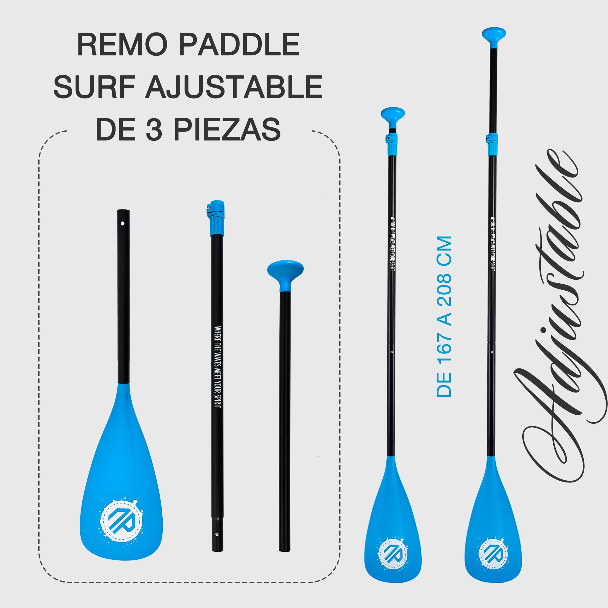 Niphean remos para Paddle Surf, remos Desmontables flotantes de 3 y 4 Piezas, Pala Ajustable para Kayak, Resistente y Duradera para Tabla de Paddle y Canoa