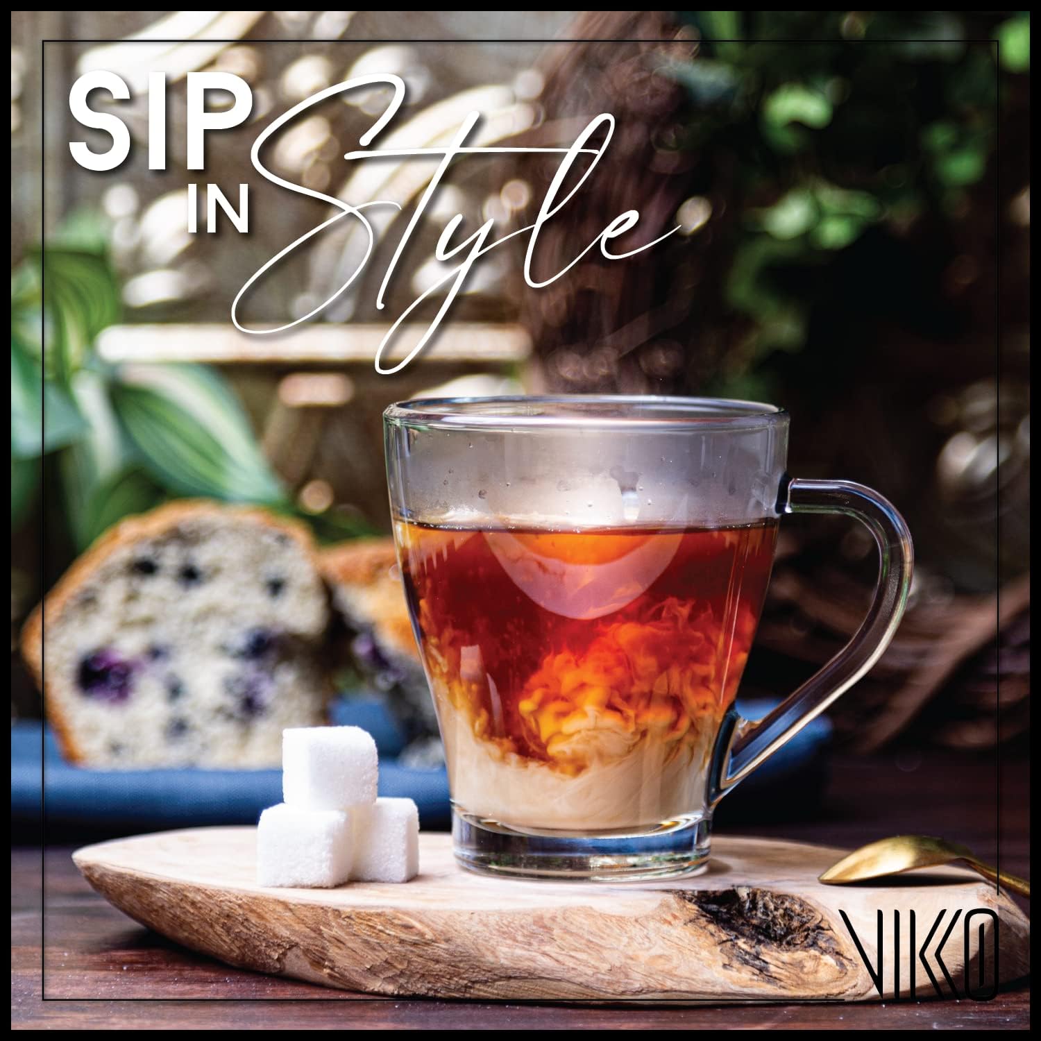 Vikko Glass Coffee Mugs Set Of 6 - 10 Ounce Clear Glass Mugs For Hot & Cold Drinks