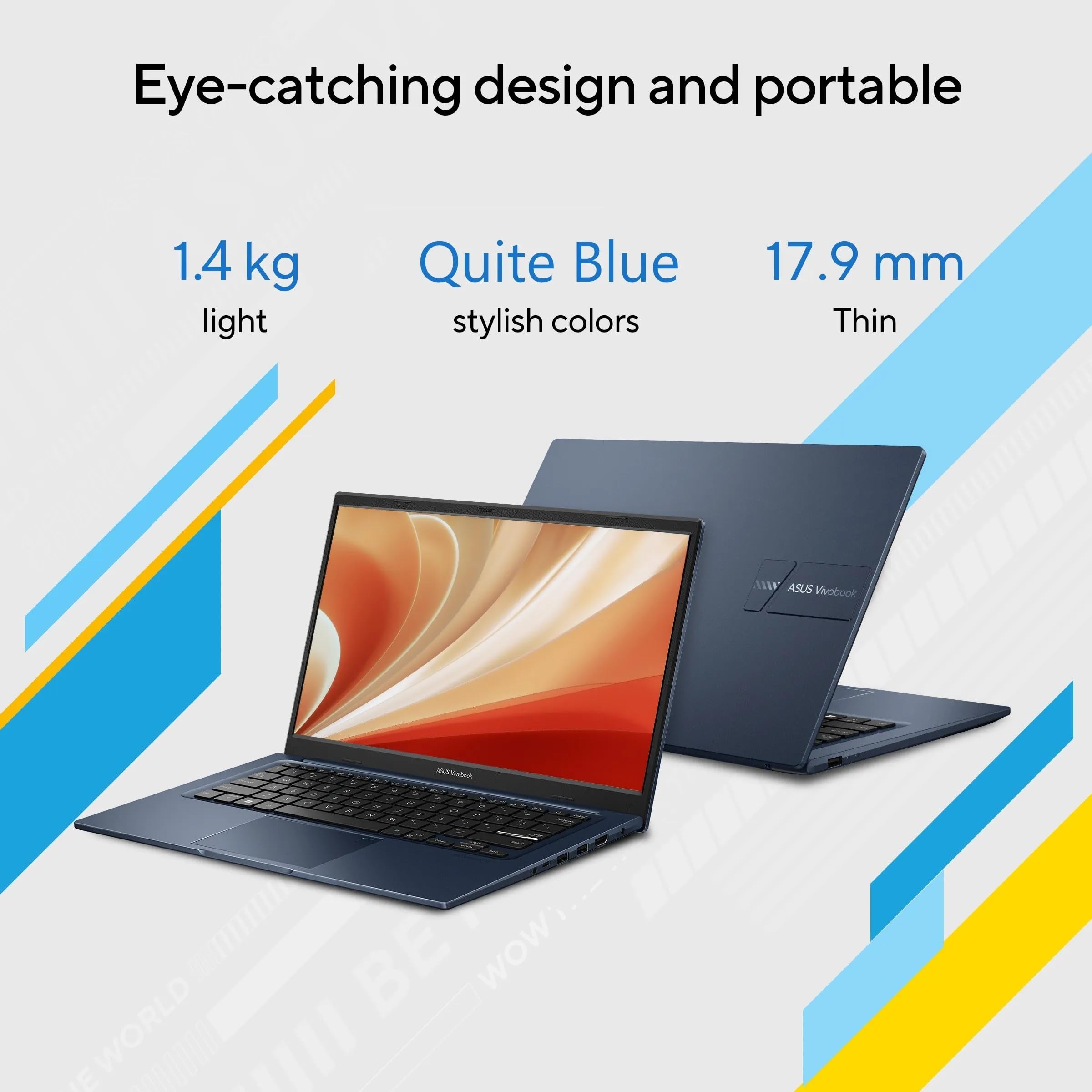 ASUS Vivobook 14, (i5 14th Gen) Intel Core 5 120U, Thin & Light Laptop(16GB RAM/512GB SSD/FHD/14/60Hz/Fingerprint Reader/M365 Basic (1Year)*/Office Home 2024/Quiet Blue/1.4 Kg) X1404VAP-EB1542WS — Amazon image 4