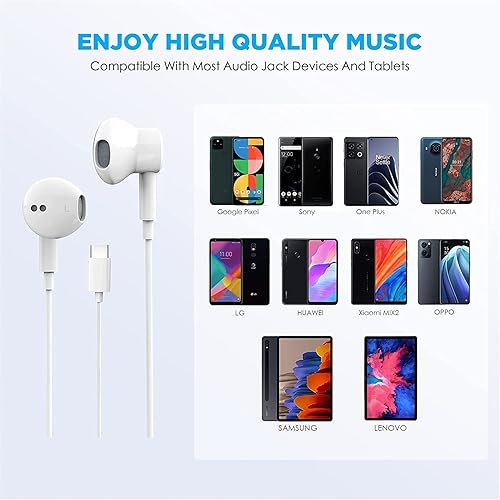 Miniatura 6 de Paquete de 2 auriculares USB C para iPhone 17/16/15, auriculares USB C con cable con micrófono y control remoto, cancelación de ruido para iPhone
