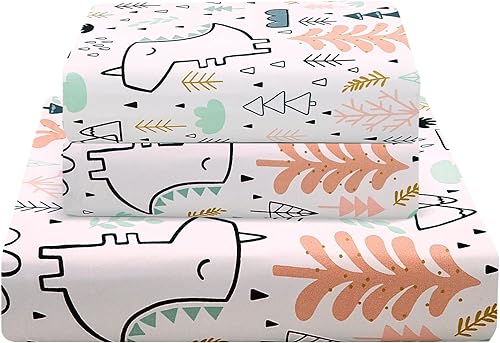 JSD Kids - Juego de sábanas estampadas para cama individual, tamaño completo, 34 piezas de microfibra cepillada de 15 pulgadas de profundidad, sin