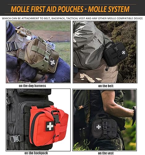 Miniatura 9 de Ifak Kit de trauma, kit de primeros auxilios de emergencia táctico Molle Med, kit médico de supervivencia militar Molle EMT, suministros de repuesto