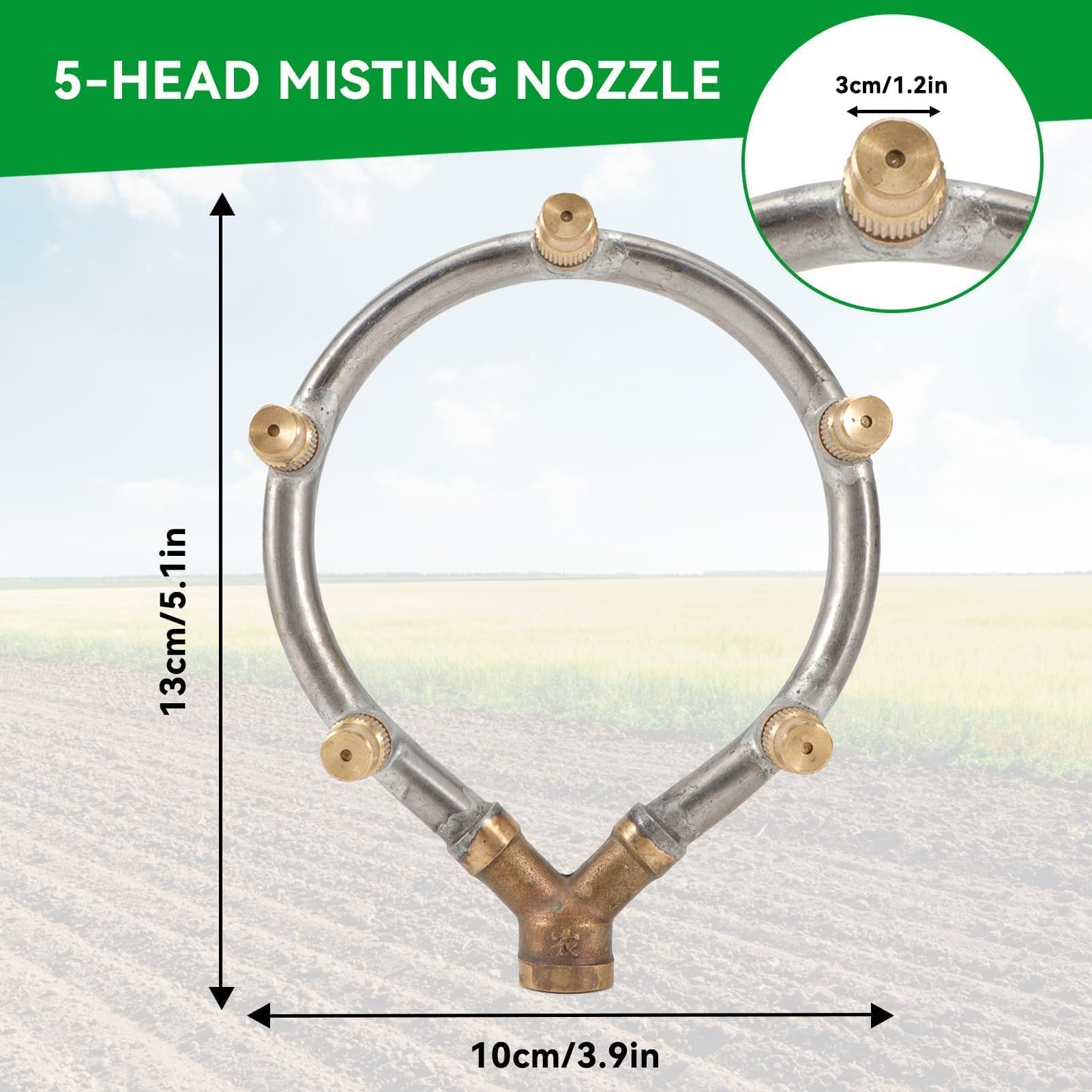 5 Head Misting Nozzle, G1/4in Female Thread Adjustable Misting System Circular Irrigation Sprinkler Misting Mist Ring for Garden