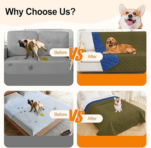 Miniatura 5 de Smiry Funda impermeable para cama de mascota, suave y lavable, para cama, sofá, reversible, perros pequeños, medianos, grandes, gatos, diseño