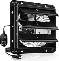 VEVOR 10 Inch Wall Mounted Exhaust Fan, 900 CFM Attic Garage Ventilator with Variable Speed Controller & Auto Shutter, Black