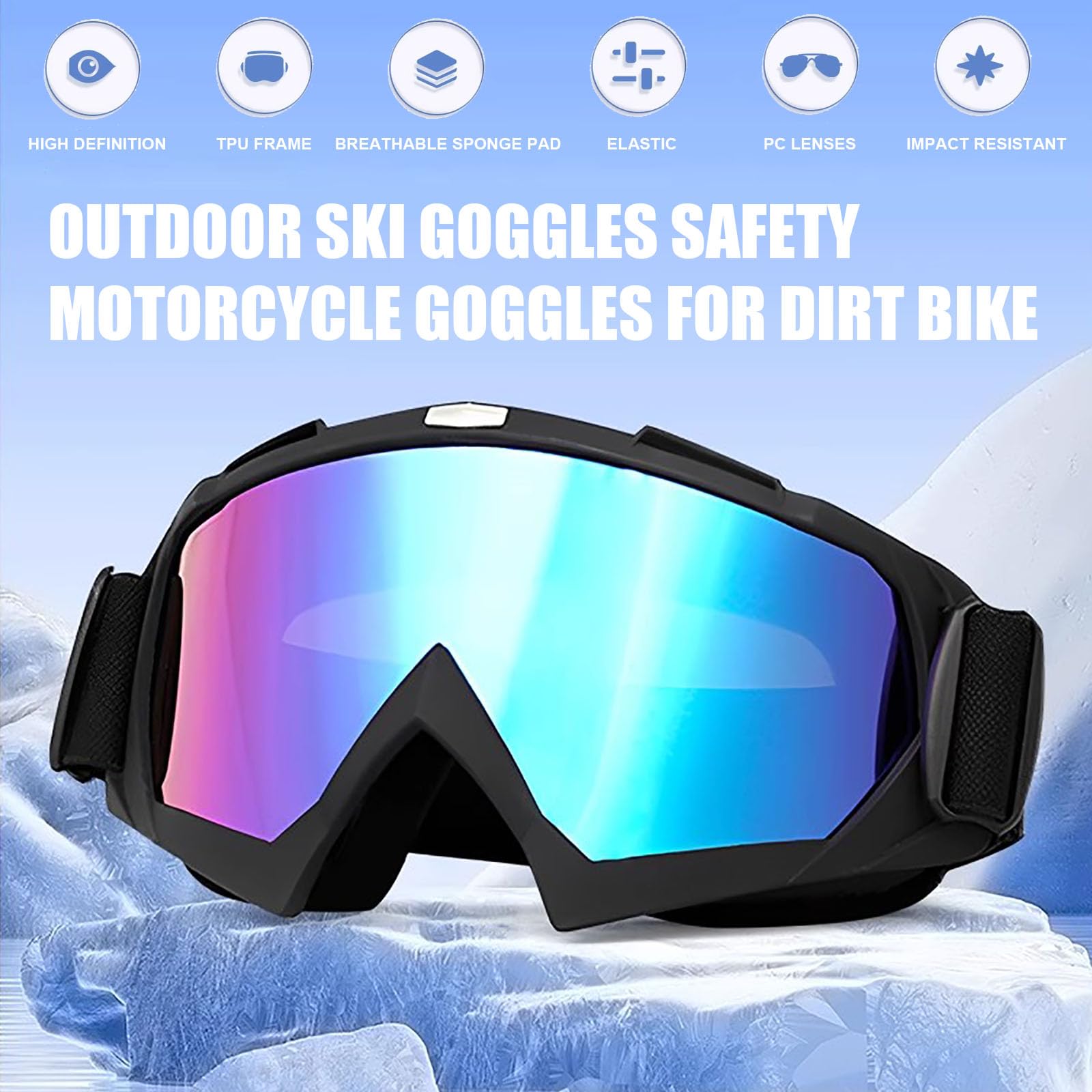 Juego de 4 gafas de motocross con cubierta facial, gafas de motocicleta ATV Motocross Riding Offroad gafas para adultos, hombres, mujeres jóvenes, color negro