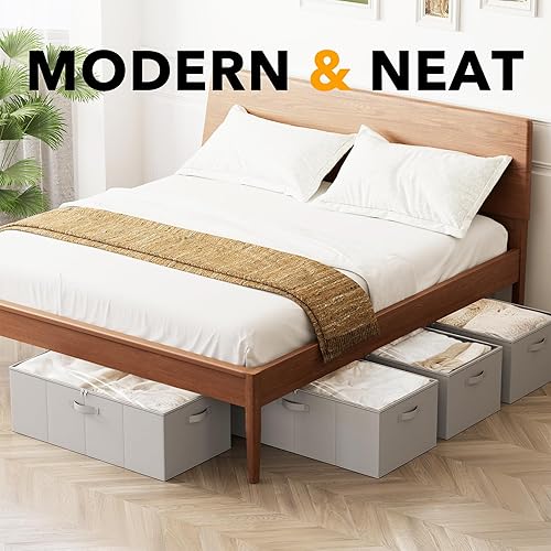 Miniatura 5 de SpaceAid Paquete de 4 contenedores de almacenamiento de 10 pulgadas de alto debajo de la cama, cubos organizadores de almacenamiento grandes debajo