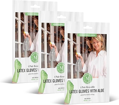 MARTHA STEWART Medline - Guantes de limpieza con infusión de aloe, guantes de látex reutilizables para limpieza del hogar, guantes de limpieza con disponible en Yaxa Costa Rica