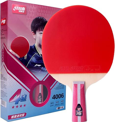 Miniatura 7 de Raqueta de tenis de mesa de 4 estrellas, pala de ping pong de madera prémium para jugadores intermedios, goma invertida doble, ideal para juegos