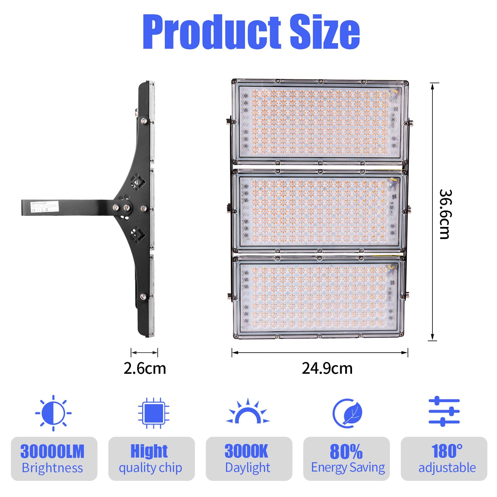 Sararoom LED Strahler Außen 300W 30000LM Fluter Flutlicht Scheinwerfer - 3000K Superhell Flutlichtstrahler Wandleuchte, IP65 Wasserdicht Außenstrahler Sicherheitsleuchte für Garten Garage Sportplatz