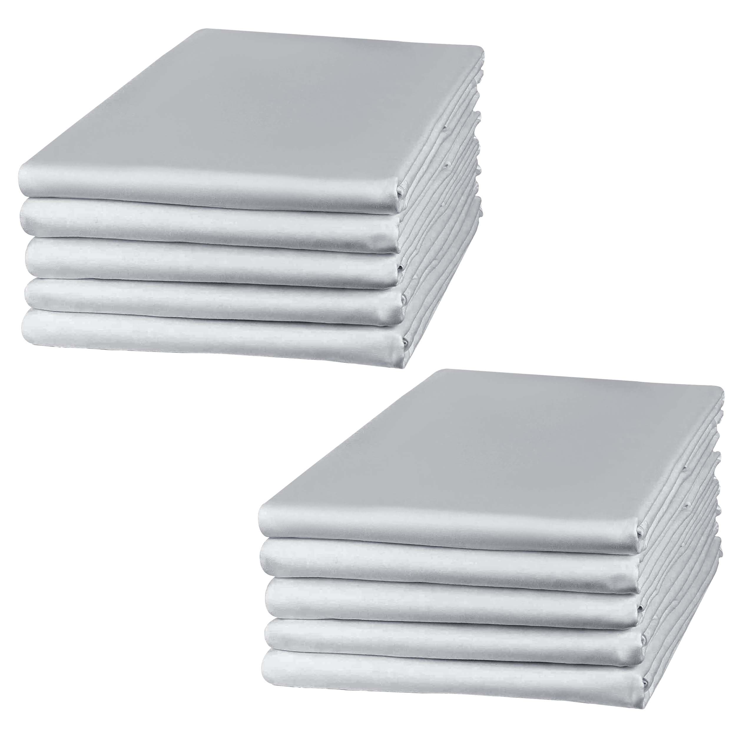 Imperial Rooms Pillow Cases 10 Pack Super Soft Easy Care Fade Resistant Hypoallergenic Brushed Microfibre Pillow Covers (Silver, Pillowcases 10 Pcs)
