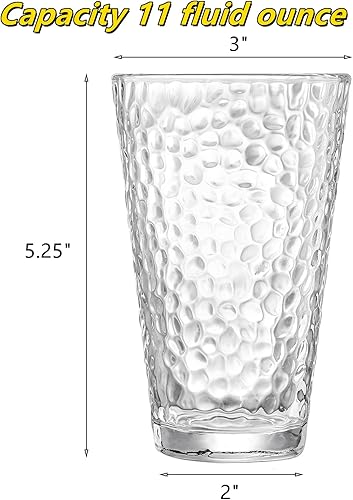 Miniatura 2 de Frcctre Paquete de 6 vasos de bebida vintage, vasos de agua románticos de 11 onzas, vasos de alta calidad, sin plomo, juego de cristalería para