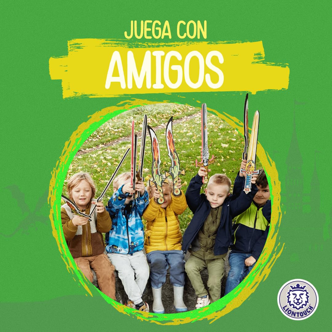 Liontouch - Set Espadas de Espuma, Paquete de 5 para Niños 3+ Años | Espadas de Lucha en cinco Estilos: Dragón, Rey León, Príncipe, Pirata y Vikingo | Accesorios Seguros y Duraderos para Niños y Niñas
