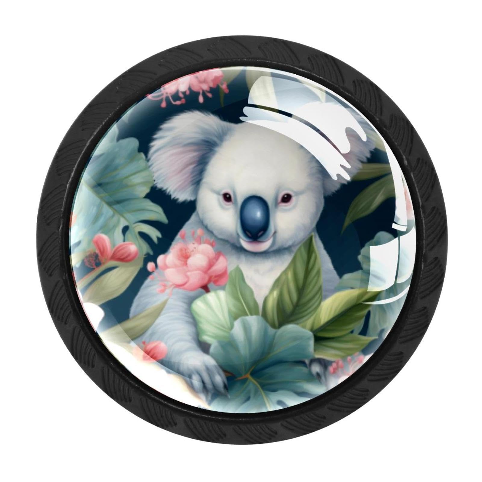 CHENZZZZ Koala Drawer Knobs Pull Handle Crystal Glass Circle Shape Cabinet Drawer Pulls Cupboard Knobs with Screws for Kitchen Cupboard Dresser Wardrobe etc