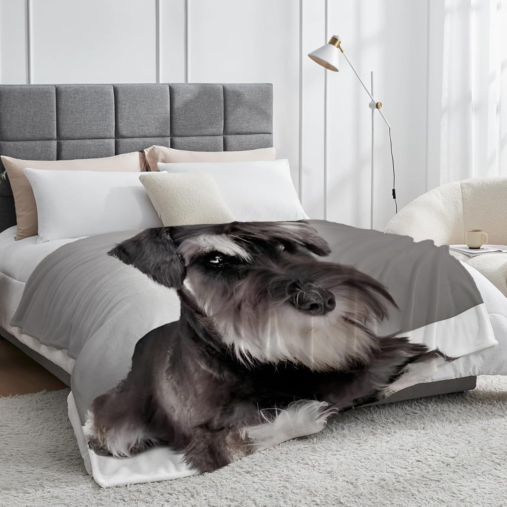 Genérico Spersonalizowany koc flanelowy duży czarny pies, miękki i przytulny, koc termiczny dla zwierząt 220 x 240 cm, idealny na sofy i łóżka, dla wszystkich grup wiekowych SF24