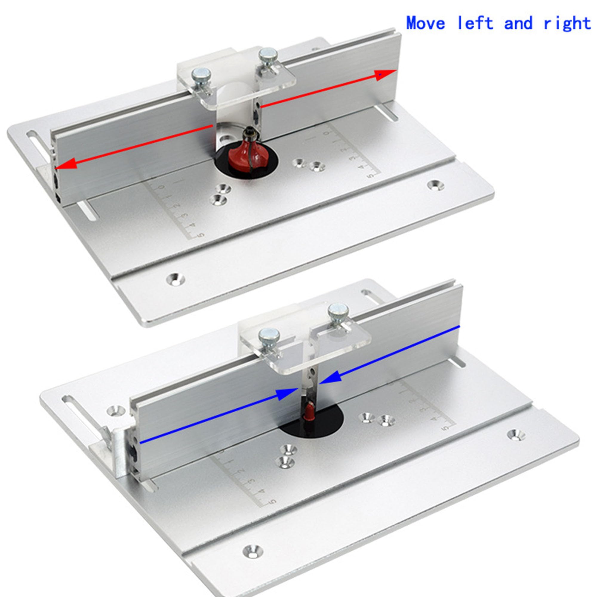 WYFCR Frästischplatten aus Aluminiumlegierung, Werkzeugsätze, Frästisch Einsatzplatte für Holzbearbeitung Tischsäge Multifunktionale Trimmer Gravur Für Holzbearbeitung, DIY(silbrig white)