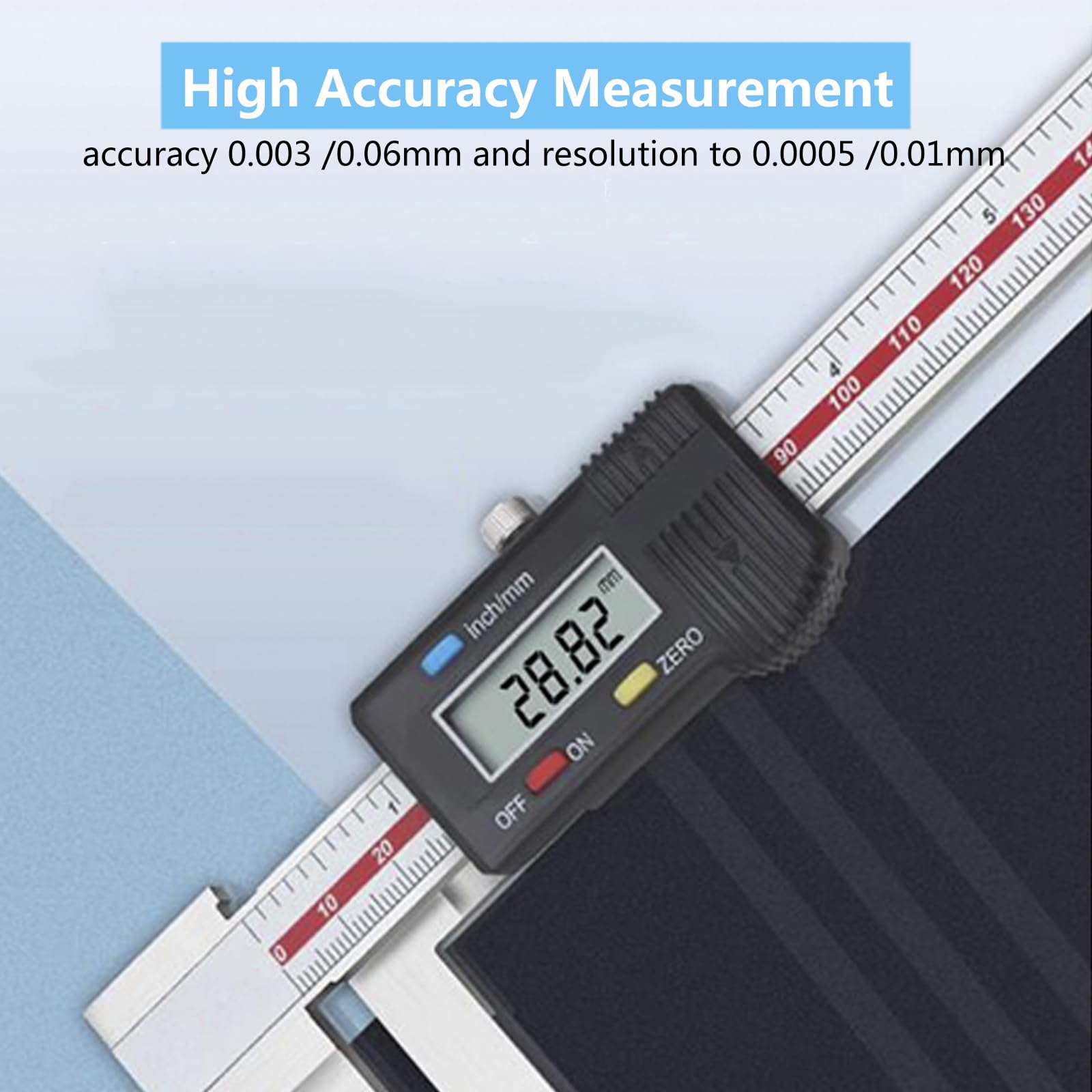 Calibre Digital 150mm/6" de Mandíbula Larga,Pie de Rey Digital de Acero Inoxidable con Pantalla LCD para Medición de Diámetro Interior y Diámetro de Agujero Escalonado