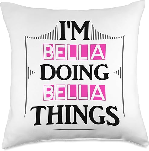 Miniatura 5 de Bella Gifts & Designs for Girls Bella Things Funny Name Gift - Almohada para niña (16.0 x 16.0 in), multicolor