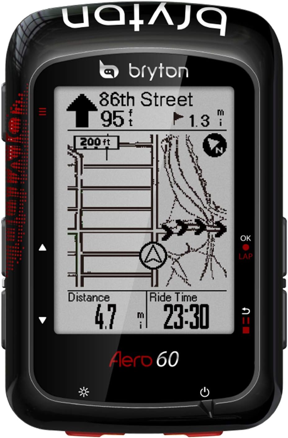 Bryton Aero 60E GPS Bike/Cycling Computer, 32 Long Battery Life, Pre-Loaded OSM Maps & Follow Track. Support Power Meter, ESS.