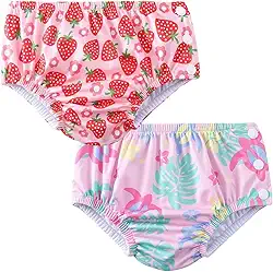 Acqua di Mare kit c/2 Biquini com Fralda Reutilizável de Piscina para Bebê Menina 6 a 24 meses (Moranguinho e Tartarugas, 24 meses)