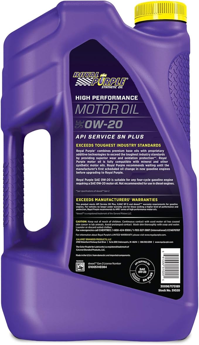 Royal Purple Aceite Sintético 0W-20 Alto Rendimiento 5 cuartos miniatura 2