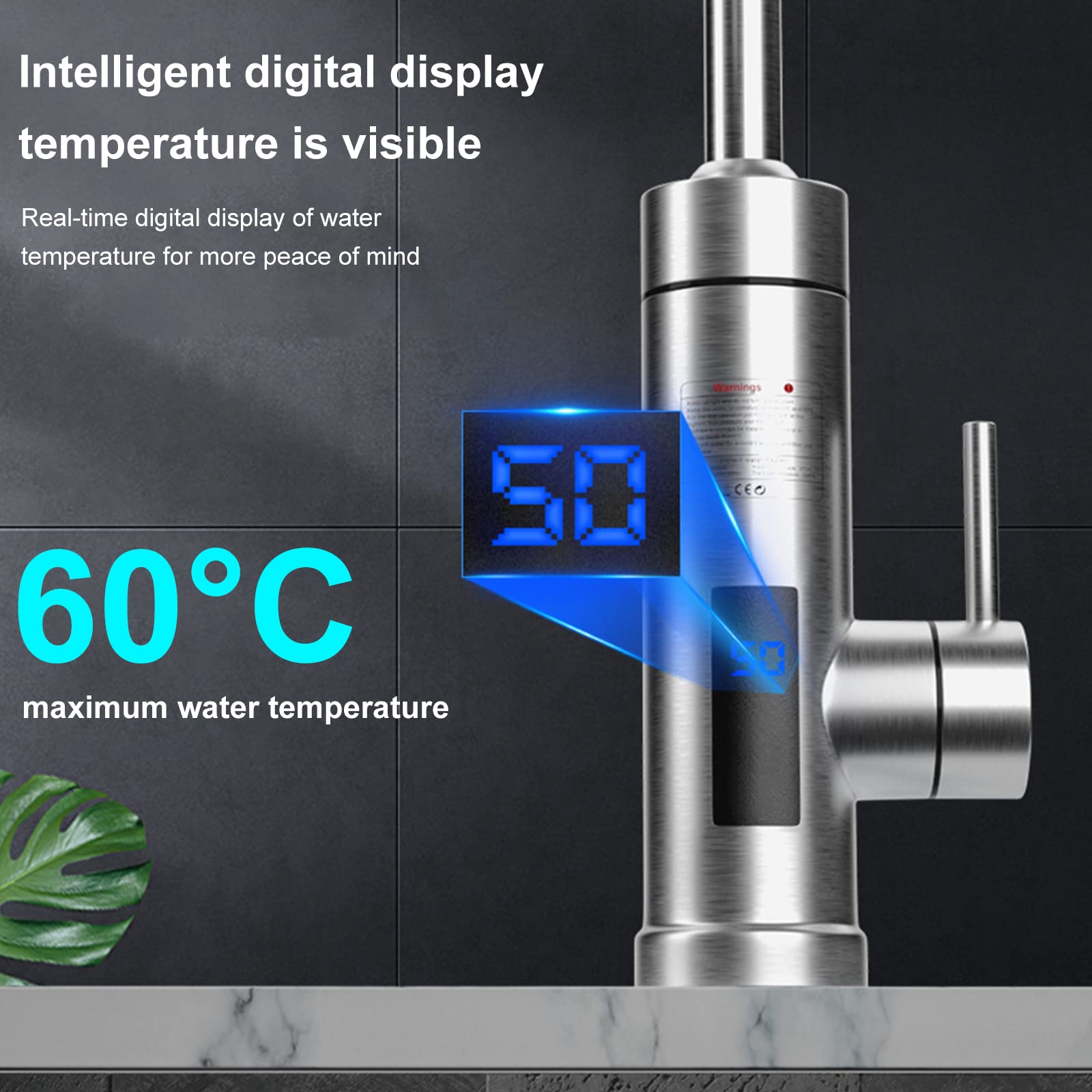 Grifo Electrico Agua Caliente, 220V 3000W Grifo Calentador de Agua Instantanea 360° LCD Torneira Electrica Agua Quente Grifo Cocina Agua Caliente Electrico para Cocina Jardín Baño Caravana Camper