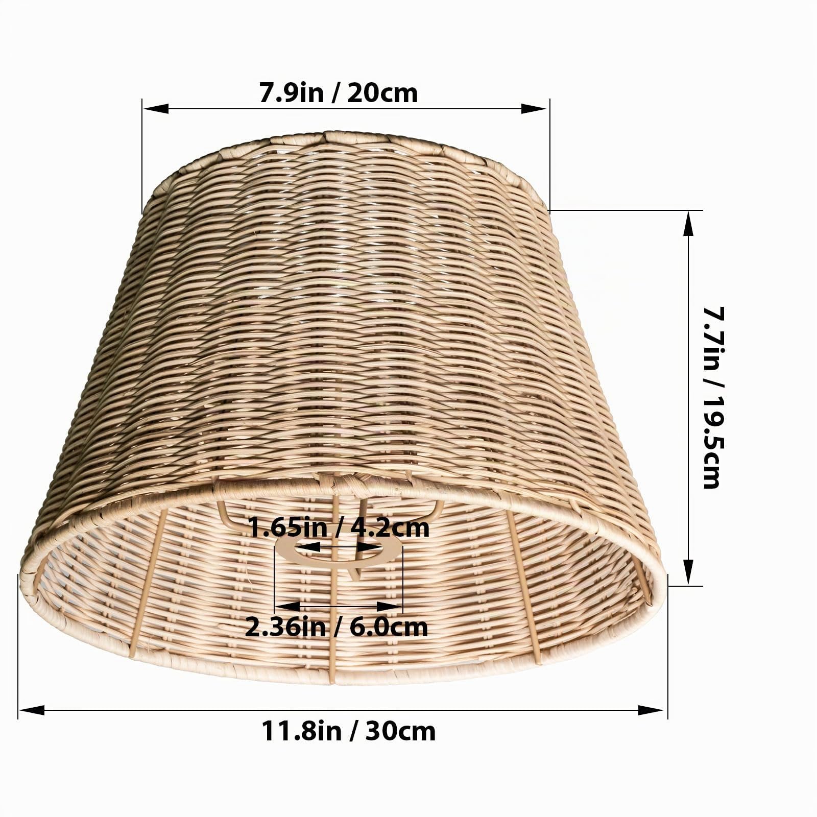 Parasol de lámpara de ratán, tejido a mano, forma cónica, versátil para lámparas de techo, colgantes, de pared y de mesa (1, color natural-ratán)