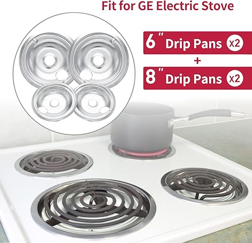 Miniatura 2 de WB31T10010 y WB31T10011 - Sartenes de goteo para estufa eléctrica, compatibles con estufa GE, engrosamiento para evitar que se doblen y se oxiden,