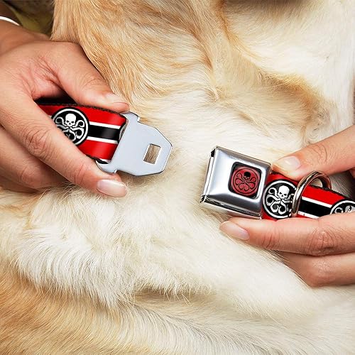 Miniatura 8 de Collar de perro hebilla de cinturón de seguridad Hydra Logo Stripe Rojo Negro Blanco 18 a 32 pulgadas 1.5 pulgadas de ancho