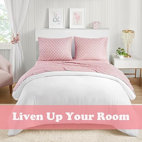 Miniatura 7 de Mi Zone Juego de sábanas 100  algodón percal ultra suave tamaño matrimonial color rosa