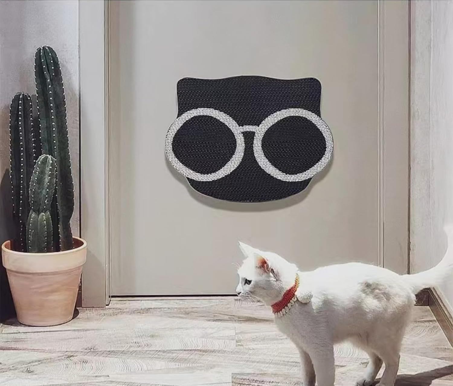 review 3 Pack Cat Wall Scratcher Cardboard, Wall Mounted Cat Scratch Pad, Cat Vertical Cat Scratcher Post Cat Scratching Pad for Large Indoor Cats Grinding Claw Furniture Protector,Cat with Glasses