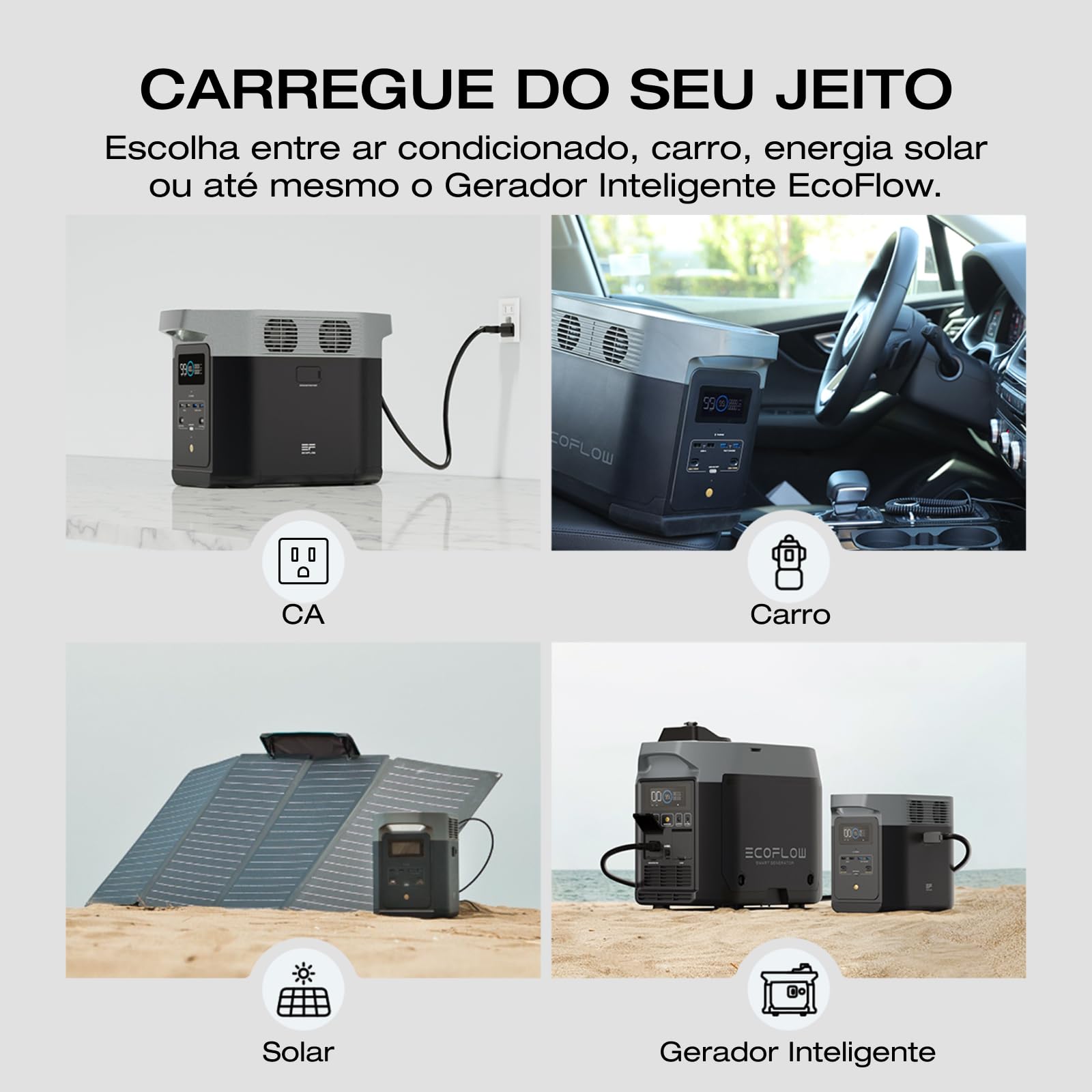 EF ECOFLOW DELTA 2 1024Wh Gerador de Energia Portátil, 0-80% em 50