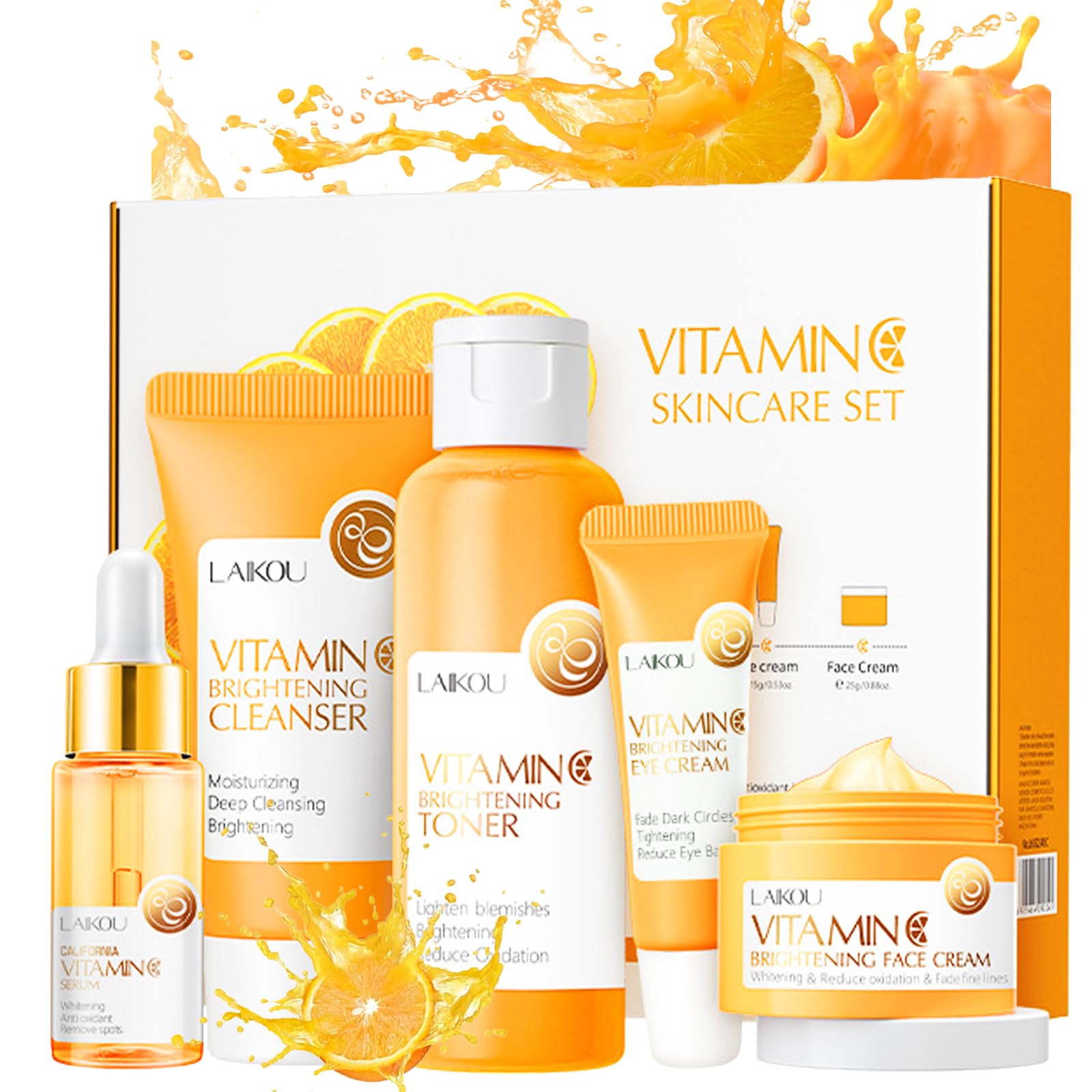 Skin Care Sets & Kits for Teenage Girls Gifts Vitamin C Skincare Set Simple Beauty Pamper Anti-Ageing,Brightening,Moisturising Gift Sets for Women Includes Cleanser-Toner-Serum-Eye Cream-Serum Cream