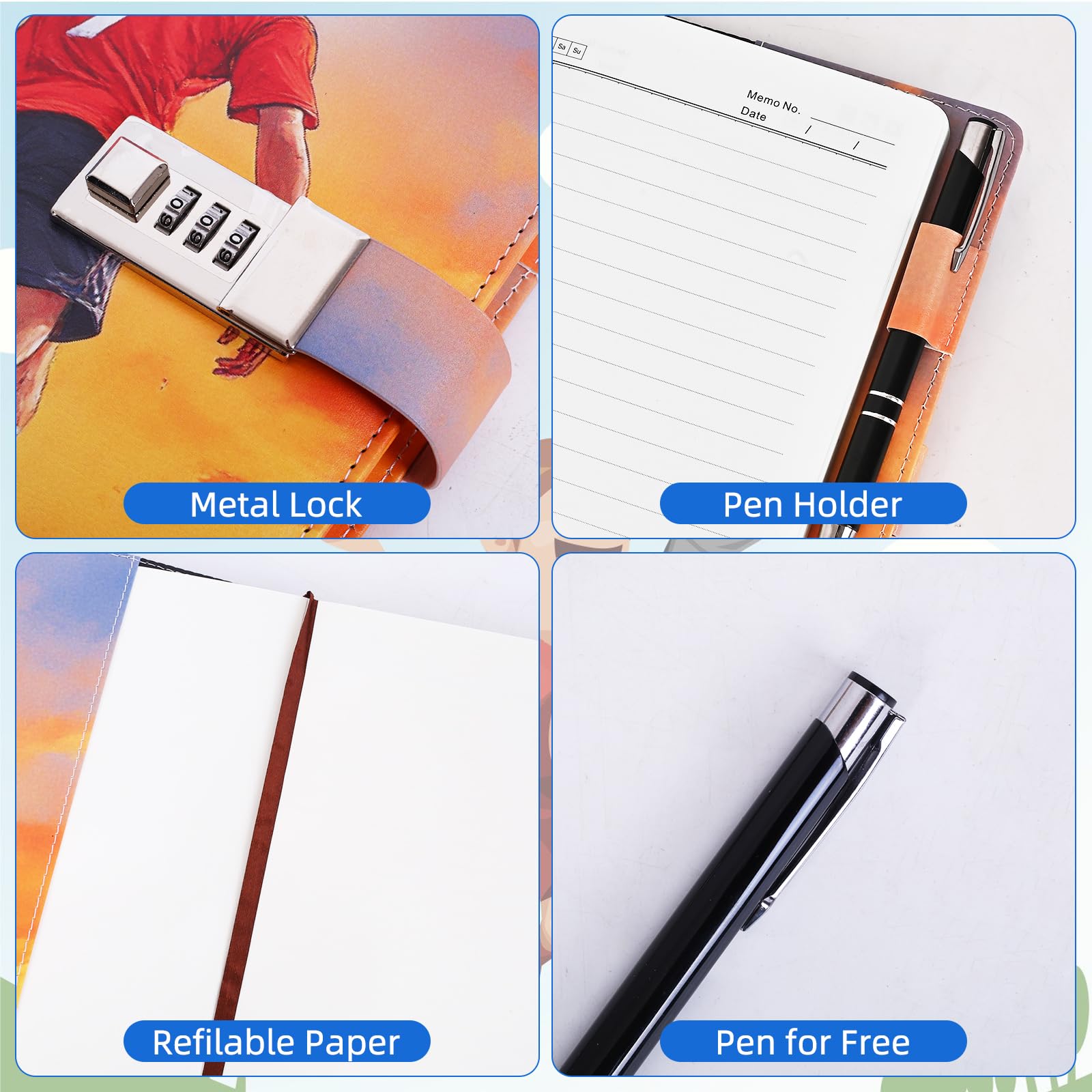 Folxakdis Diario Segreto Bambino Diario con Lucchetto Diario segreto con Codice Ragazzo Fantastici Diari Regalo per Ragazzi 8-16 anni