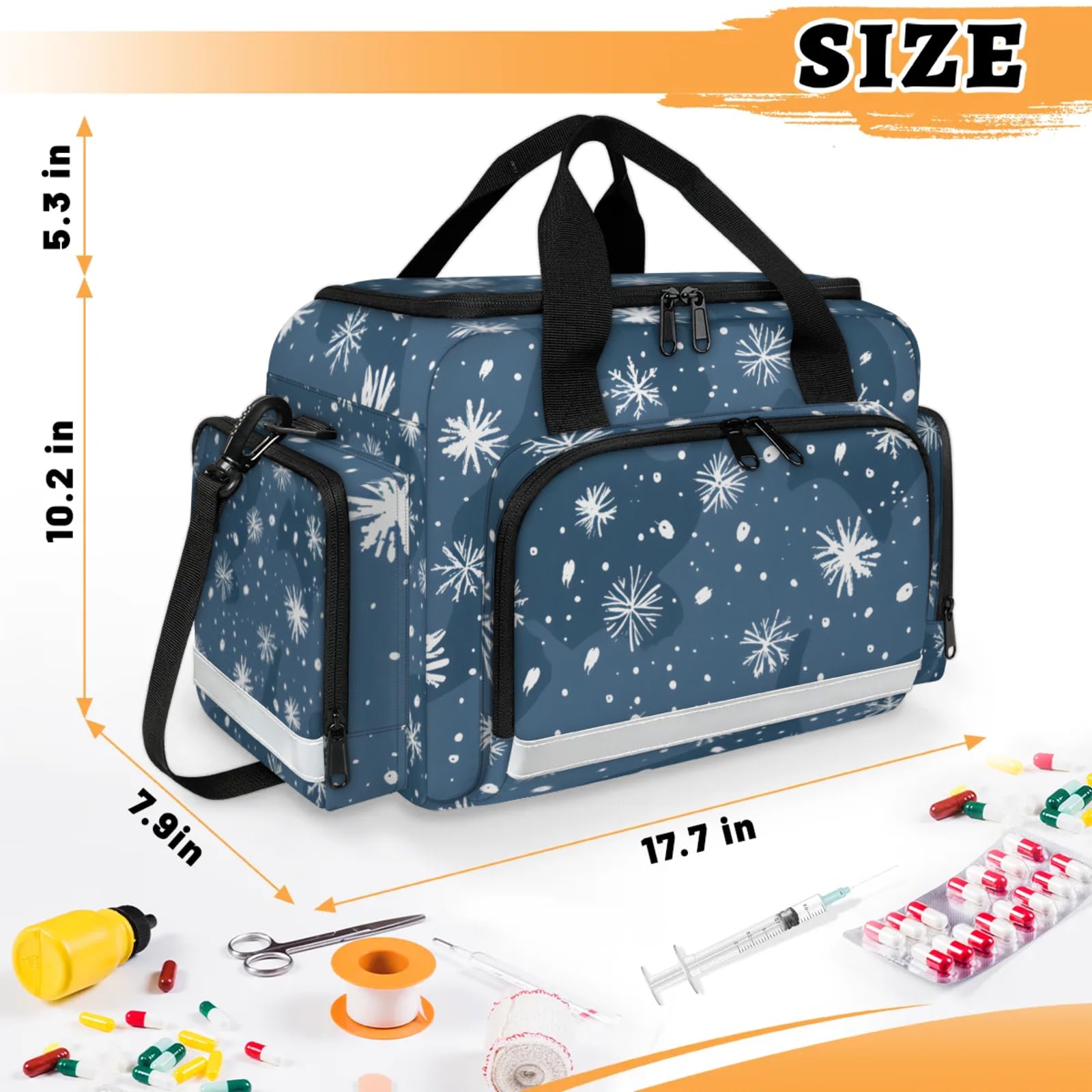 GzLeyigou First Aid Bags Empty, Snow Day Emergency Bag It Began To Snow First Aid Kit Multiple Compartment Kit Carrier On Call Trauma Bag For Paramedics Emergency Medical Supplies Kit