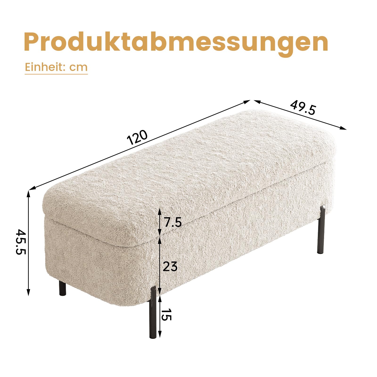 Guyii Banco de cama con espacio de almacenamiento, banco tapizado para dormitorio, banco de almacenamiento elegante para cama, banco de almacenamiento con cojines, cofre moderno para salón y pasillo