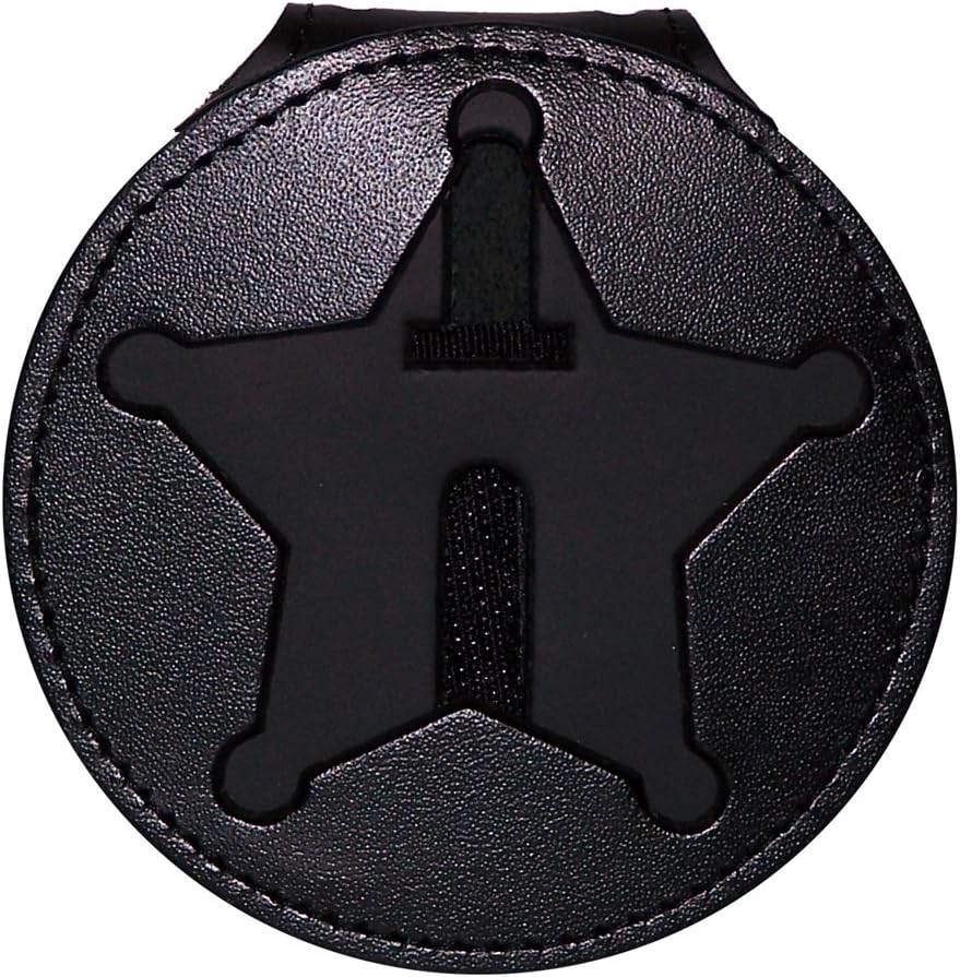 Perfect Fit Shield Wallets Florida Sheriff Five-Point Star Badge Holder (Black, Cutout PF185, 2.7 inches Tall)