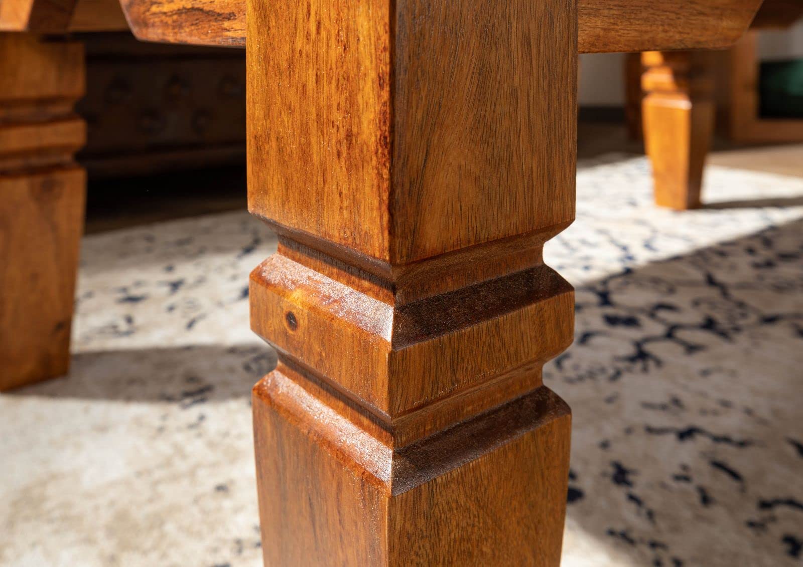 MASSIVMOEBEL24.DE | Oxford Couchtisch aus Akazienholz #428 im Kolonialstil - Honig lackiert | 110x60x40 cm | Massivholztisch Fernsehtisch Beistelltisch
