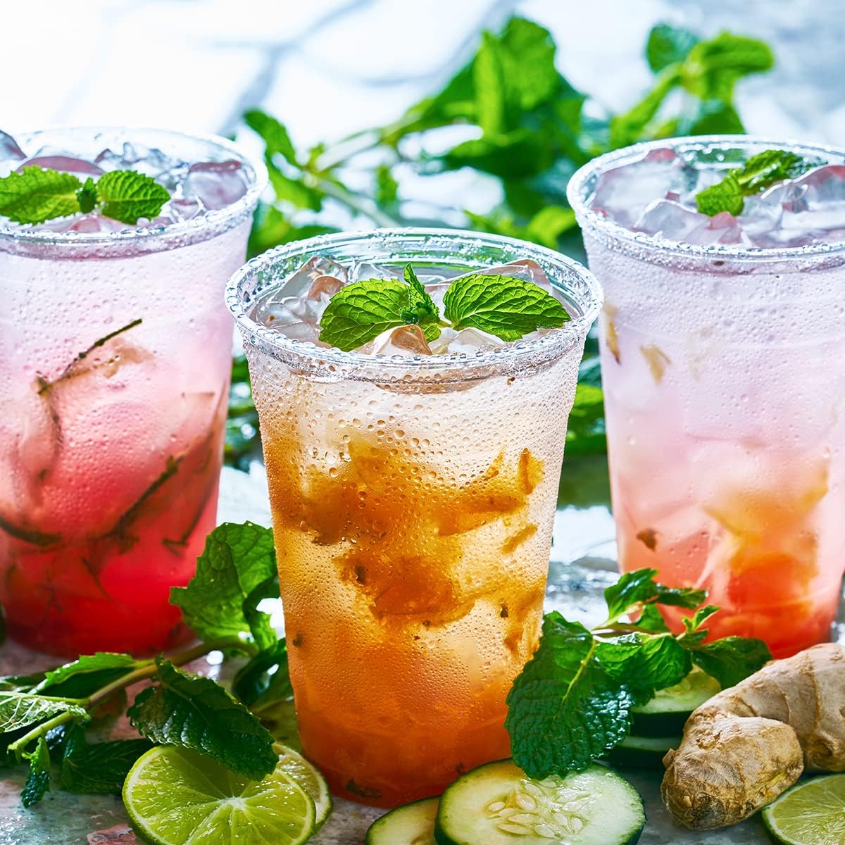 8 oz Plastic Cups with Lids 100 Pack, Disposable Clear Cups with Straw Slot Lids for Lemonade Coffee Smoothie Cold Drink Containers To-go Cup