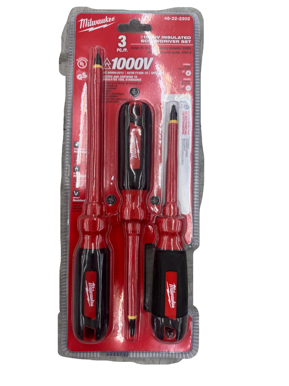 Milwaukee 48-22-2202 - Set di 3 cacciaviti isolati da 1000 V