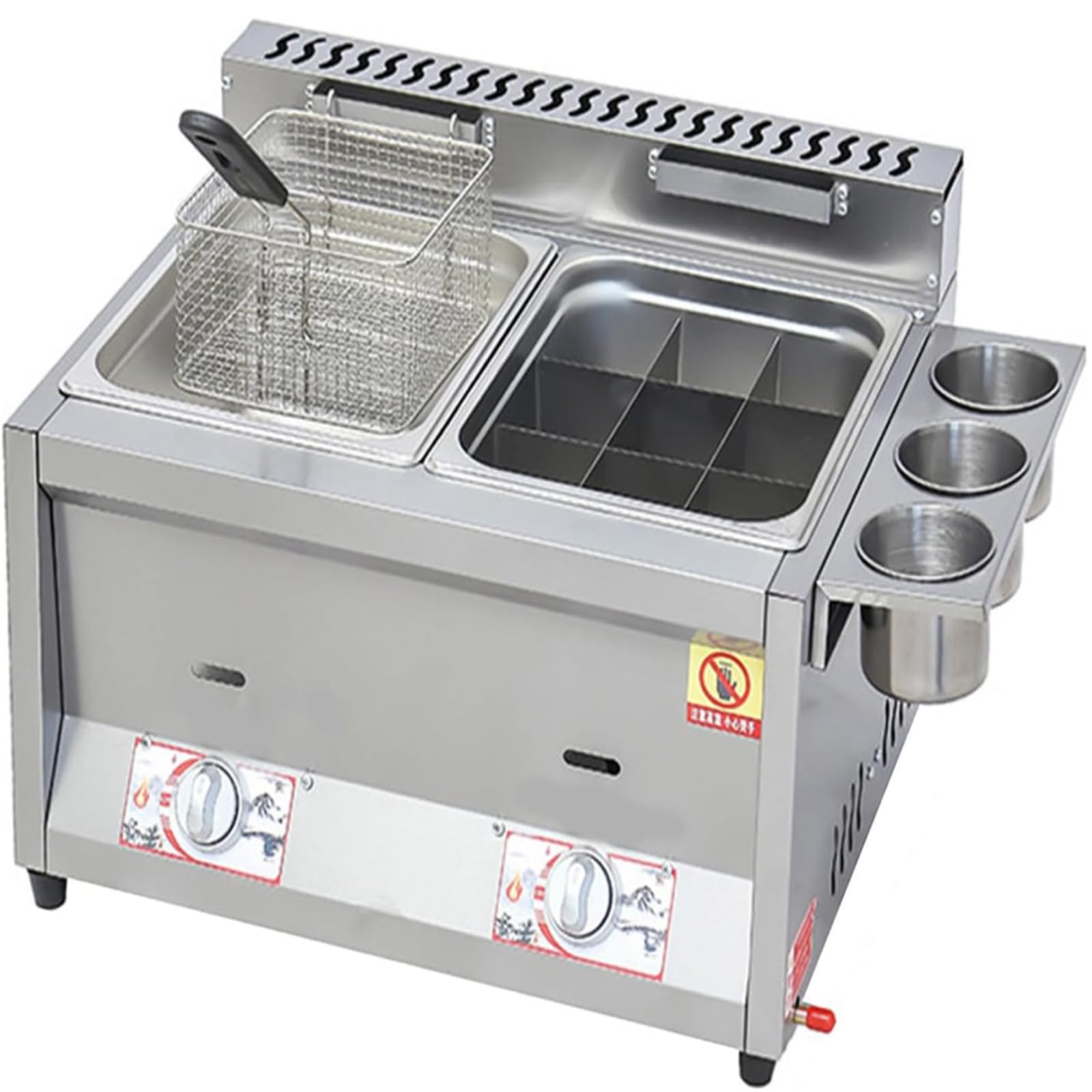 Friteuse à gaz en acier inoxydable robuste pour frites et boulettes