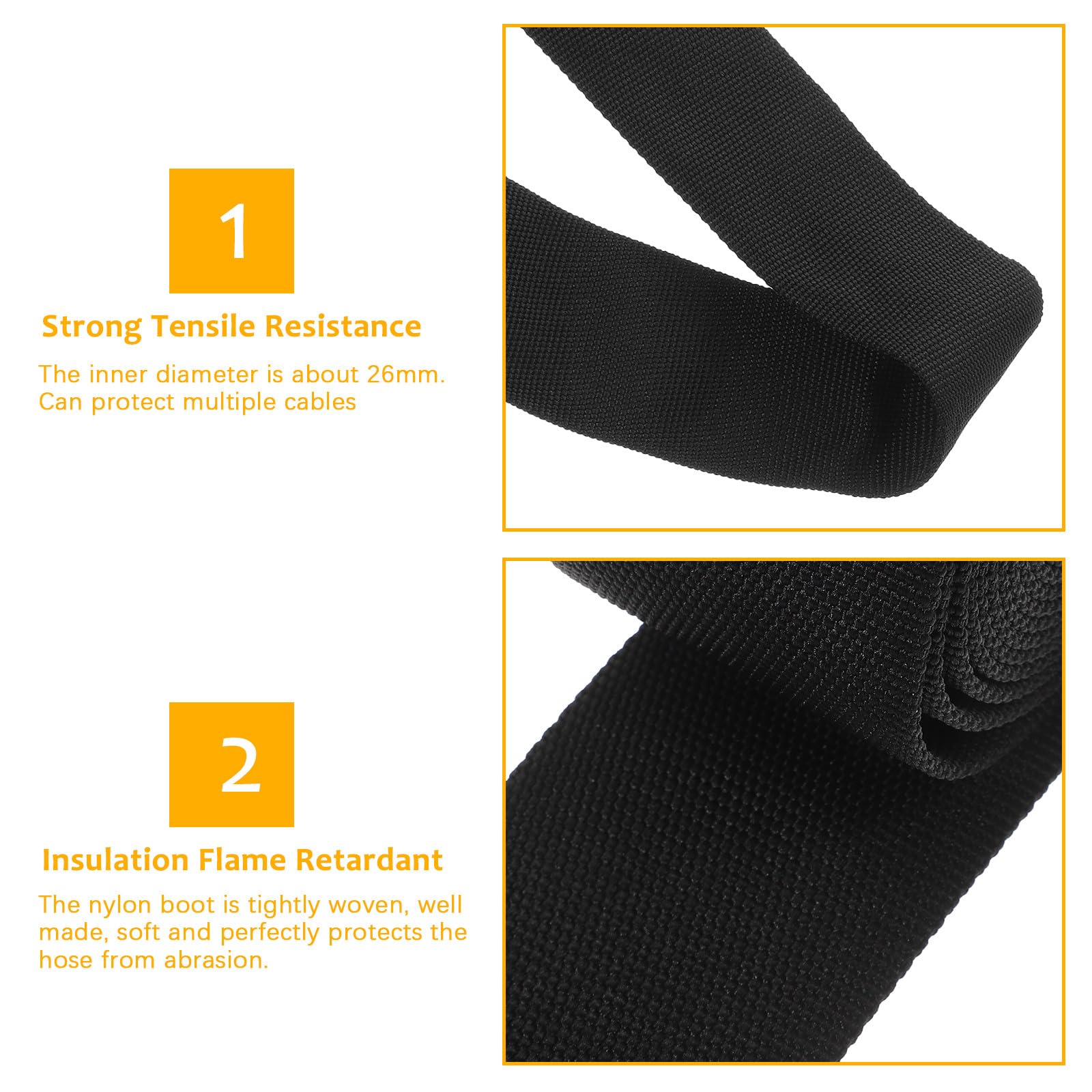 Manguito Protector de Manguera Hidráulica de Nylon Negro, Tejido Ajustado y Cortado a Medida para Tubos Sumergibles y Arneses Eléctricos, Adecuado para Soldadura y Gestión