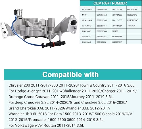 Miniatura 6 de 68252670AA Bomba de aceite con válvula solenoide 926-235 para Chrysler 200 300 Town Country, cargador DODGE Avenger Challenger Durango Caravan