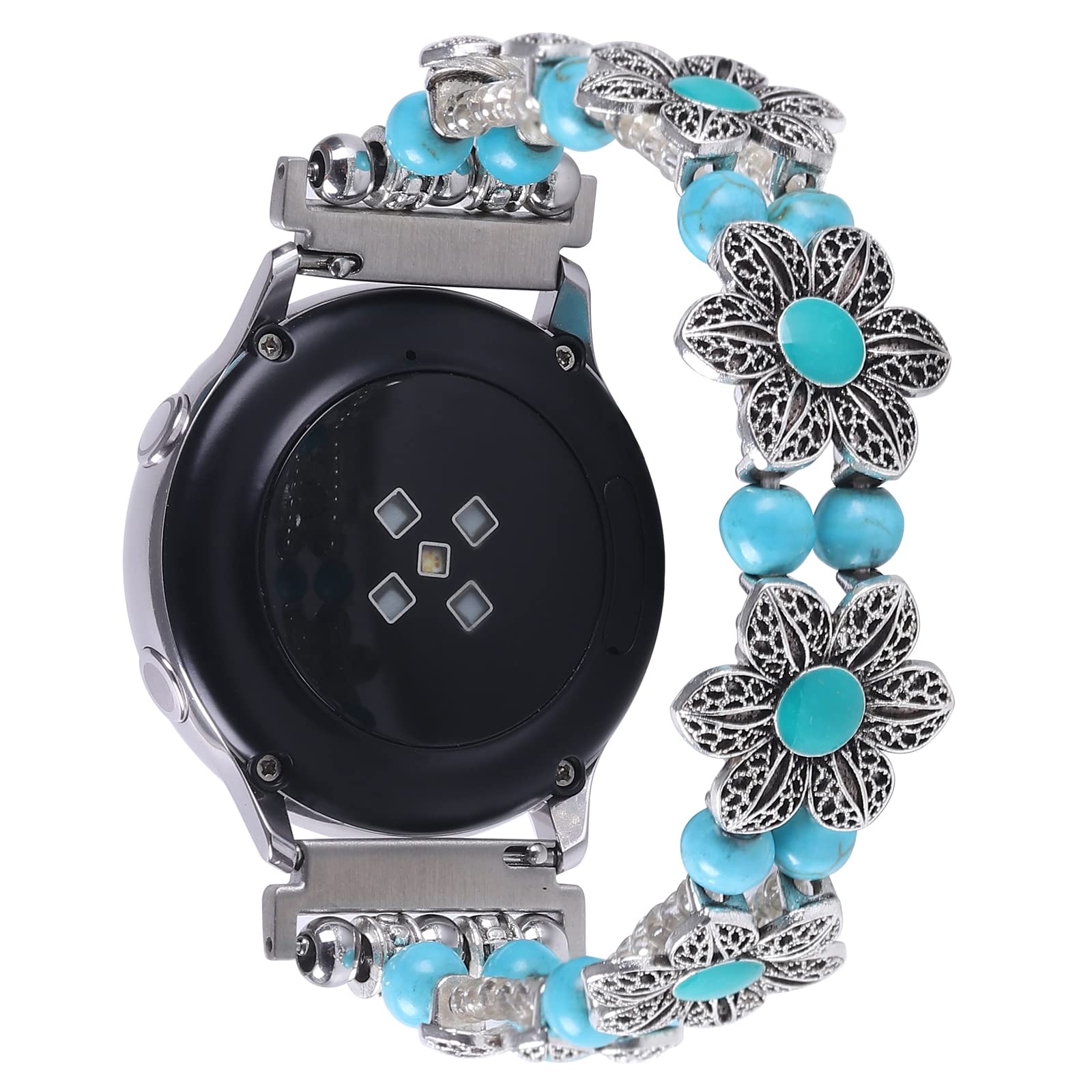 Turquoise Bracelet 20mm Watch Band Compatible with Samsung Galaxy Watch 4 40mm 44mm/Watch 4 Classic 42mm 46mm/ Watch Active 2/Watch 3 41mm/Garmin Vivoactive 3, Boho Handmade Natural Stone Wrap Multilayer Strap for Women