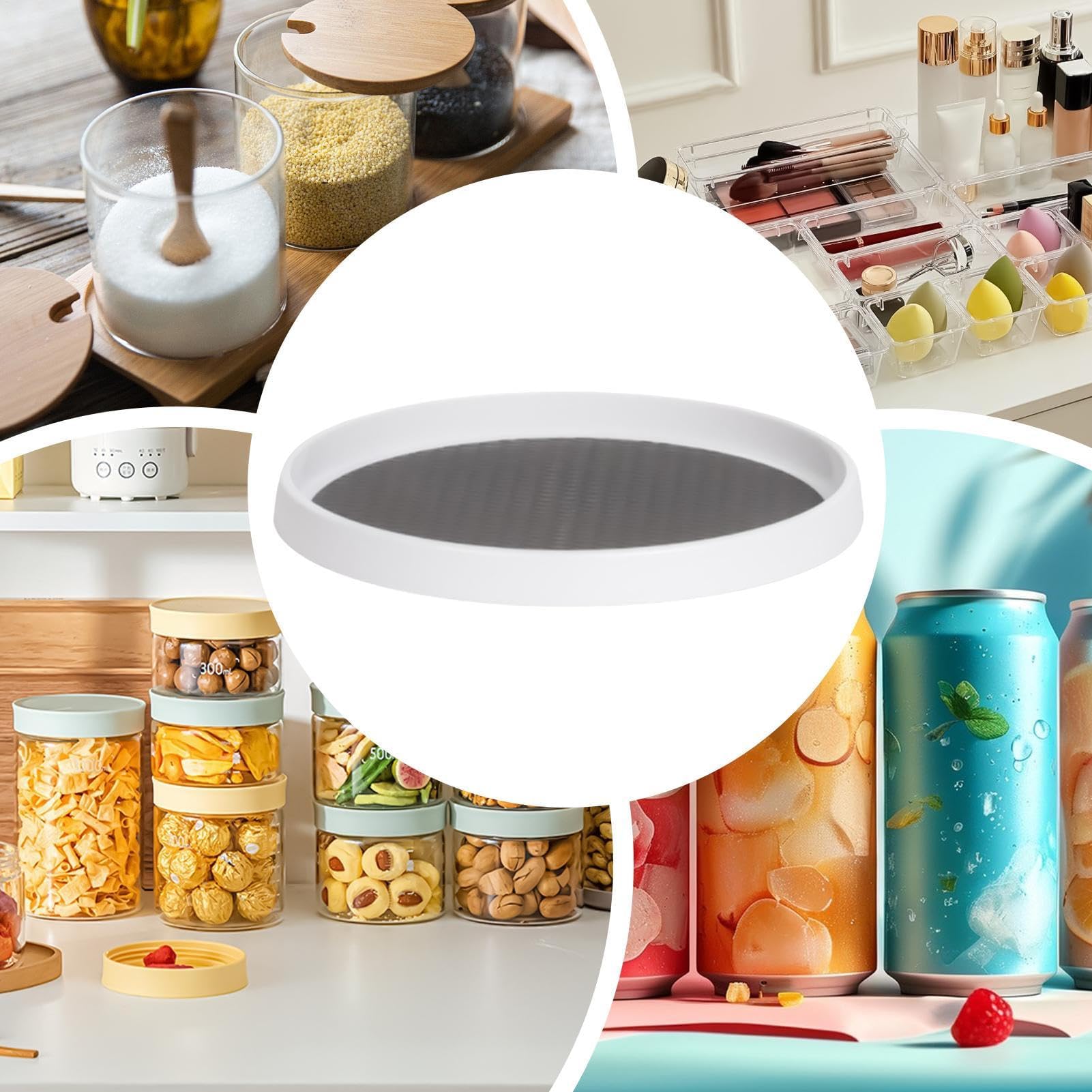 Giradischi girevole a 360° nizerSto vassoio con bordi rialzati Ideale per bagno CabiAccesso efficiente a Itemst per dischi in vinile e accessori