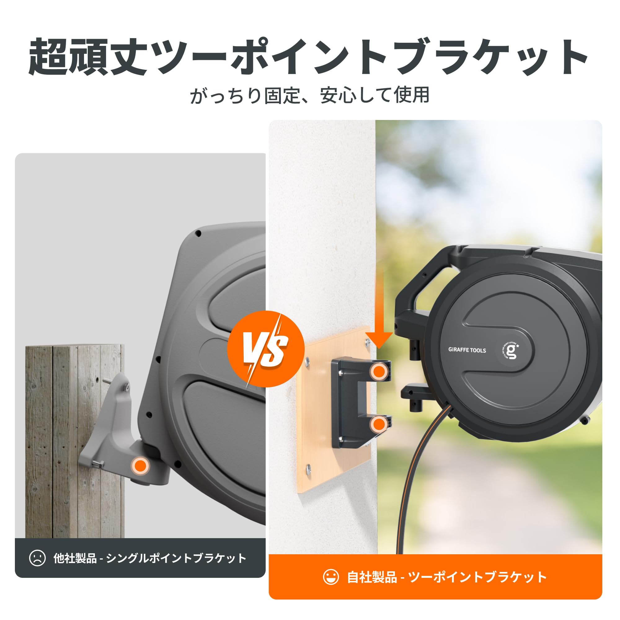 Amazon | Giraffe Tools 自動巻き取り ホースリール 30m任意位置ロック